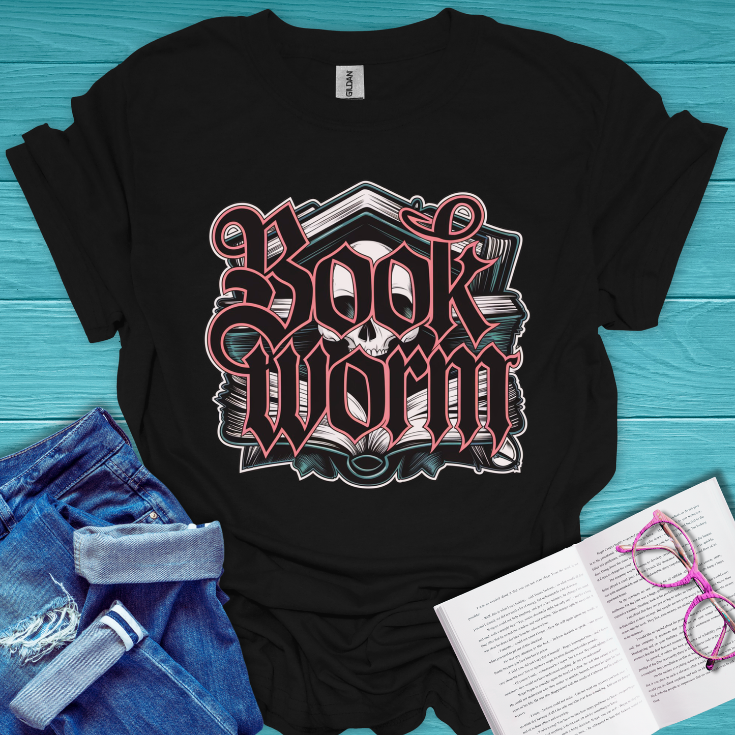 Book Worm Skull T-Shirt