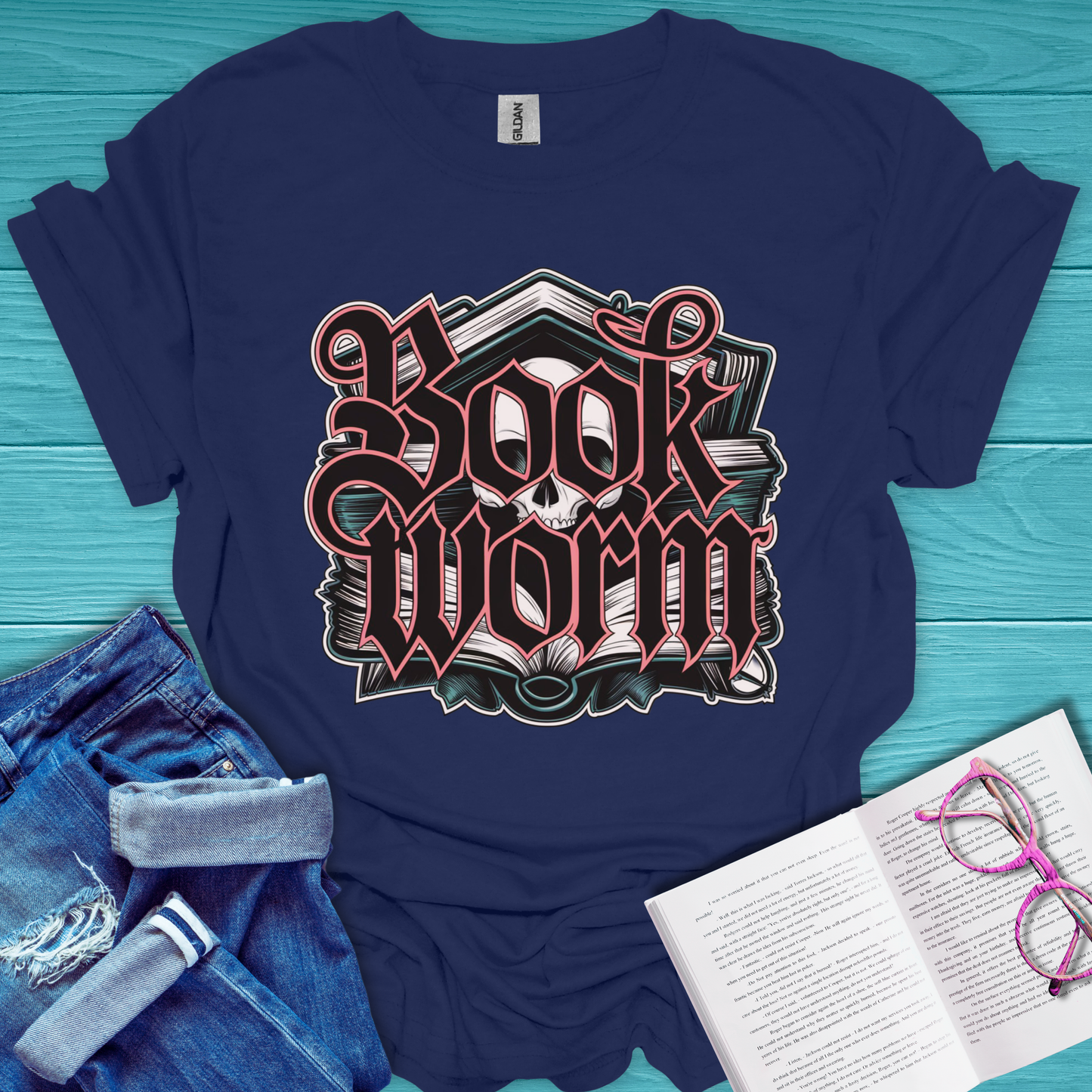 Book Worm Skull T-Shirt