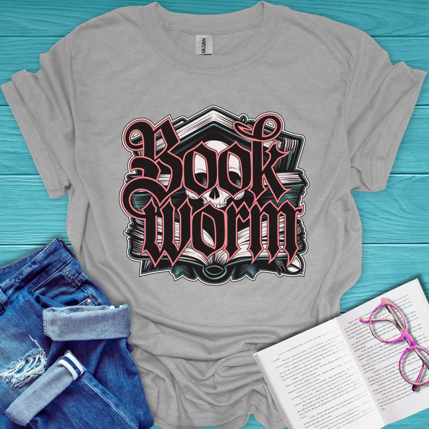 Book Worm Skull T-Shirt