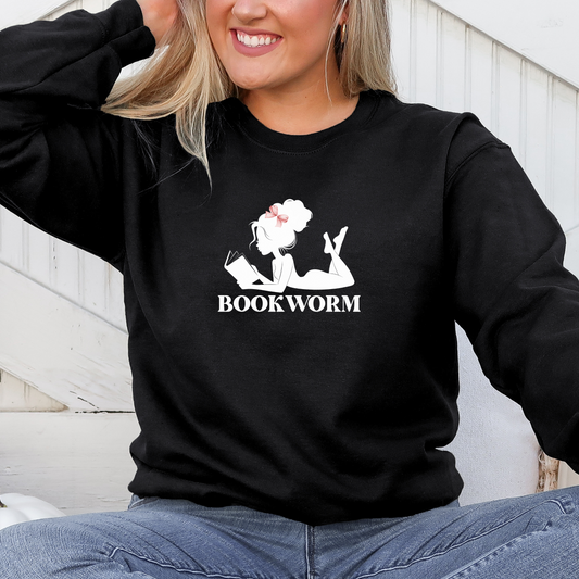 Bookworm Silhouette Sweatshirt 2025 Black