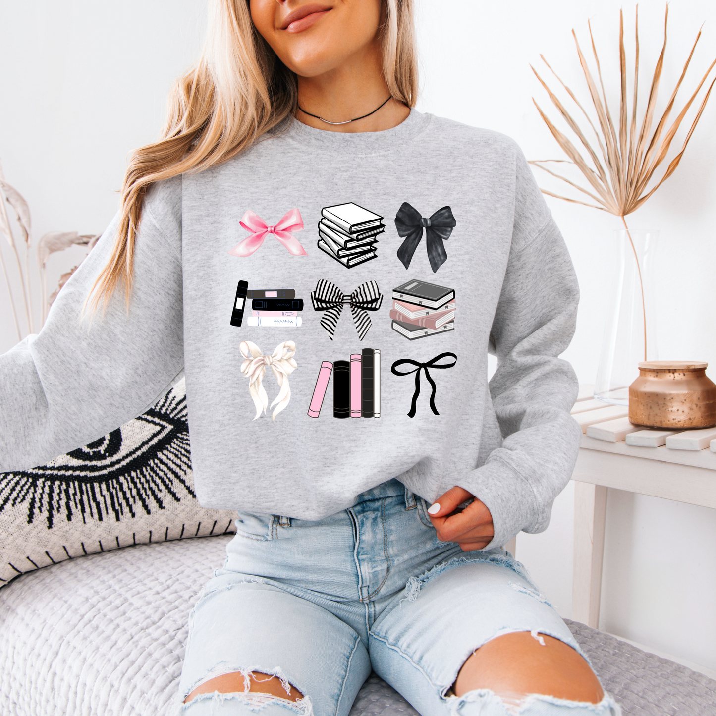 Coquette & Books Grey Sweatshirt